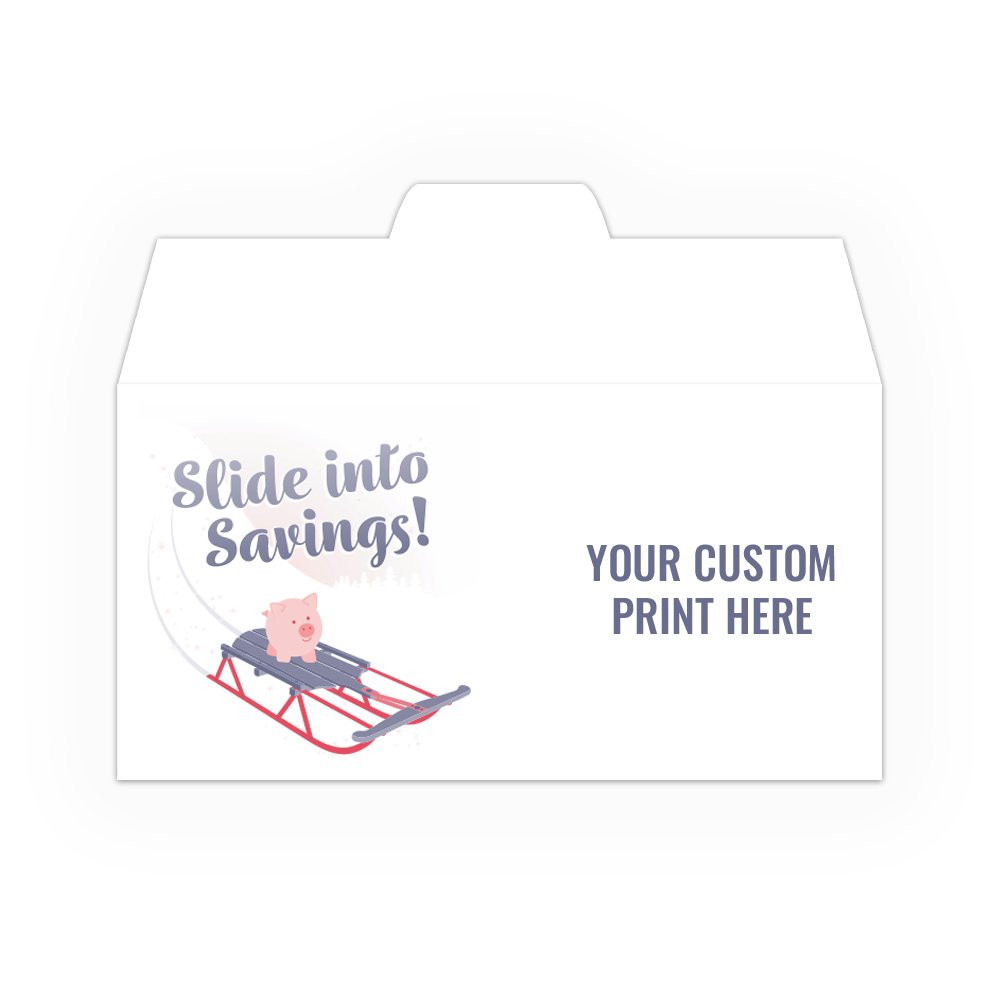 2 Color Pre-Designed Side Open Drive thru money envelopes  shown imprinted 