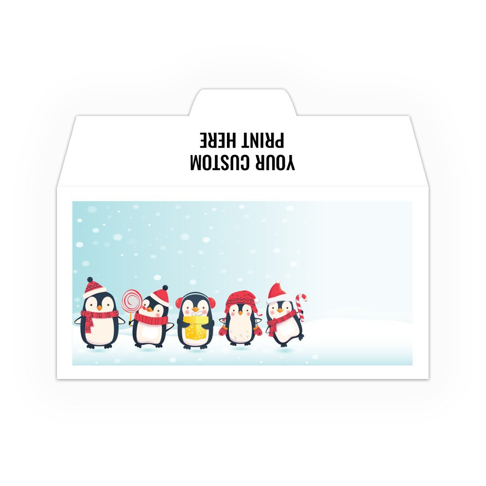Holiday Drive Up Envelope - Penguins - Full Color Open Side - customized 