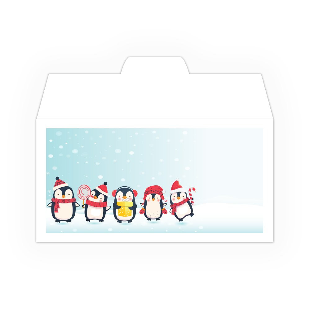 Holiday Drive Up Envelope - Penguins - Full Color Open Side