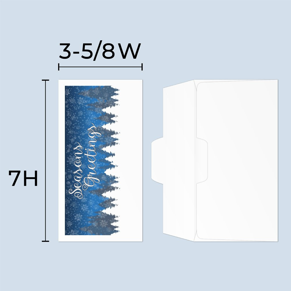 Drive up envelope size chart: 3-5/8 inch wide and 7 inch high; open side cash envelope