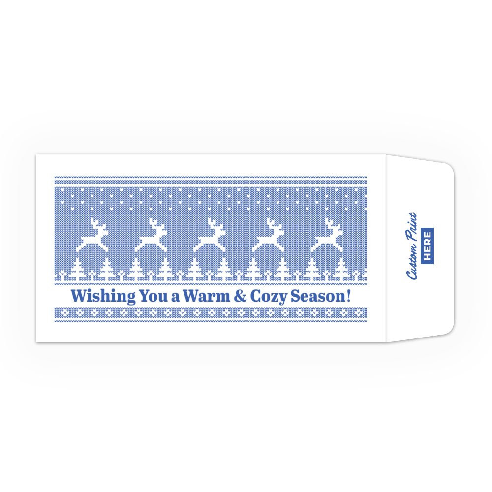 Warm and Cozy Season DUE Coin Style, Blue: Custom Imprint - 1 Color Pre-Designed Drive Up Envelope