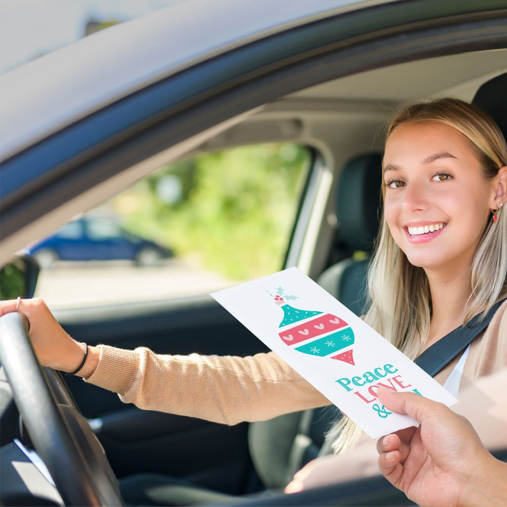 Peace Love Joy - 2 Color Pre-Designed Drive Up Envelope - in use