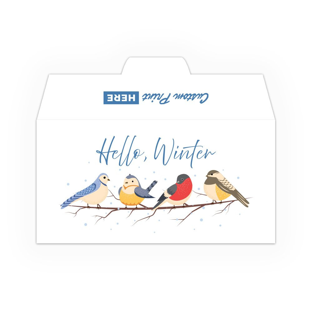 Hello Winter Birds - Open Side - Full Color Pre-Designed Drive Up Envelope