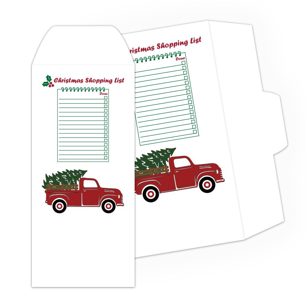 Christmas Shopping List - Full Color Pre-Designed Drive Up Envelope