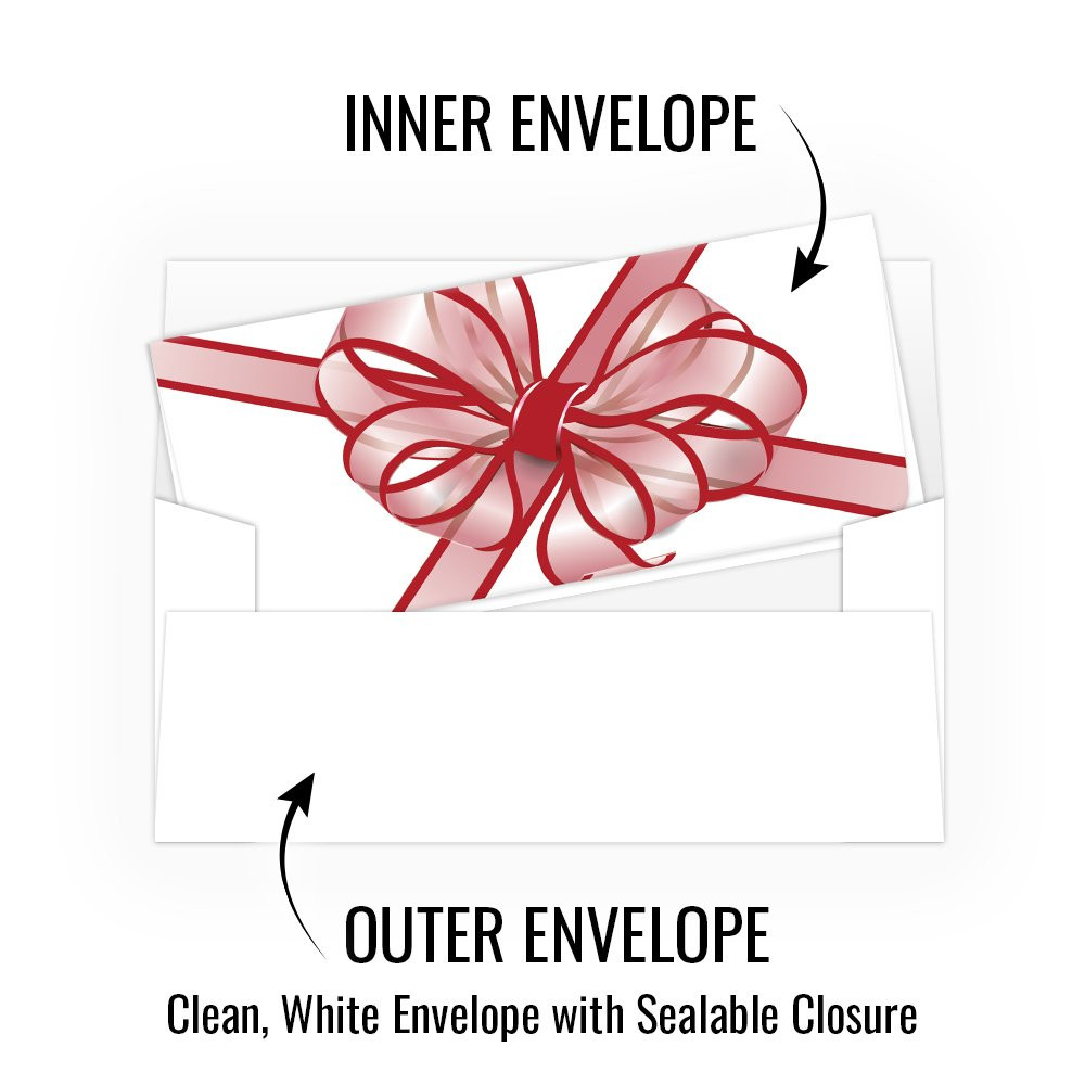 holiday money Envelopes - Red Tulle Bow - 250 inners/250 outers