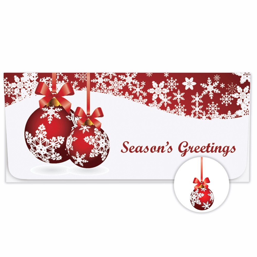Holiday Currency Envelopes - Season's Greetings - Red & White Bulbs