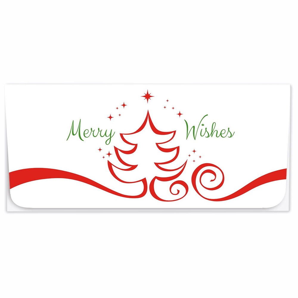Holiday Currency Envelopes - Merry Wishes - Red Tree - 250 inners/250 outers