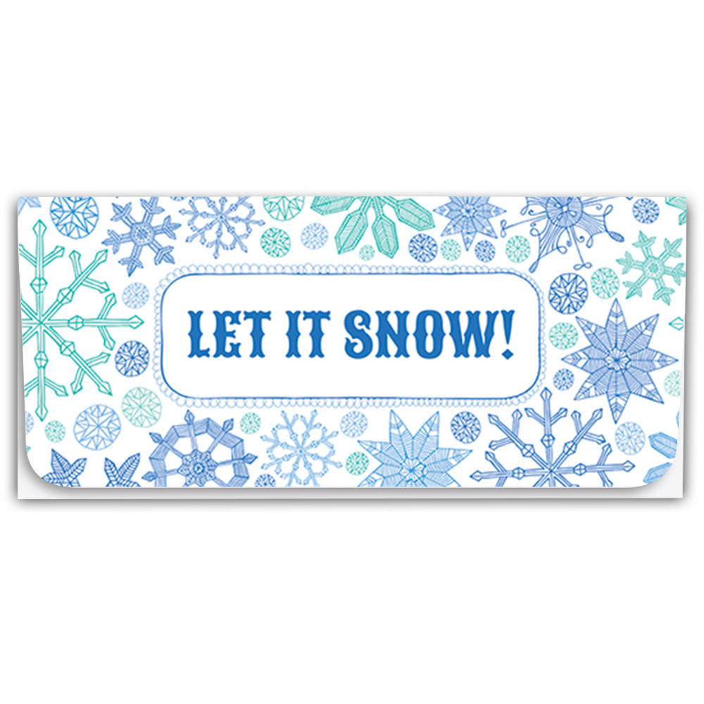 Holiday Currency Envelopes - Let It Snow - Snowflakes - No Custom Imprint