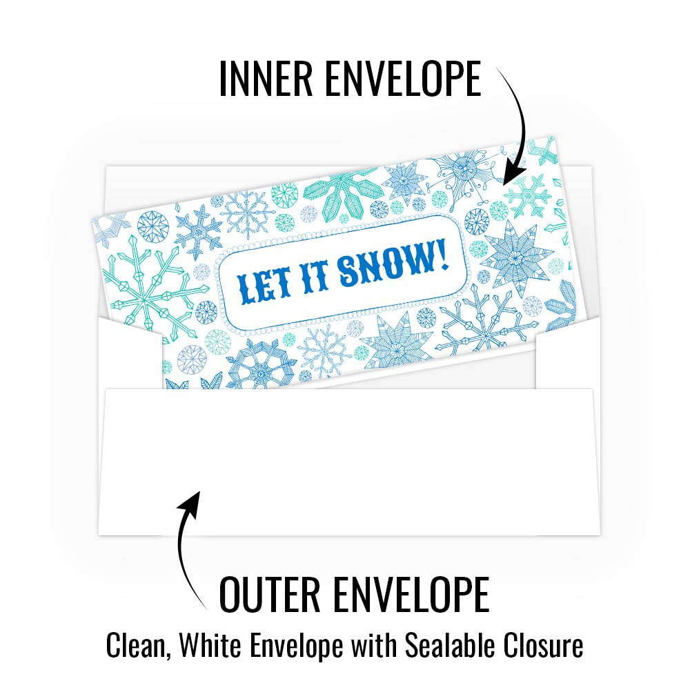 Holiday Currency Envelopes - Let It Snow - Snowflakes 