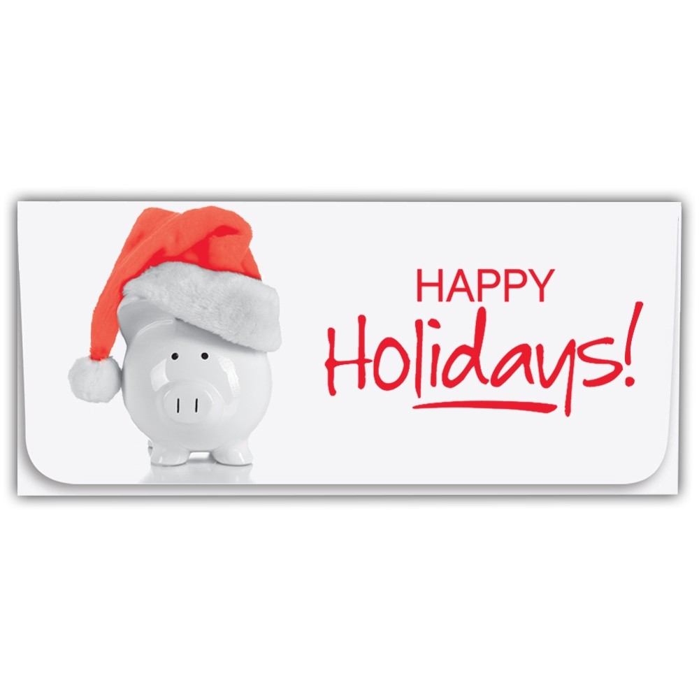 Holiday Currency Envelopes - Happy Holidays! Piggy Bank - 250 inners/250 outers