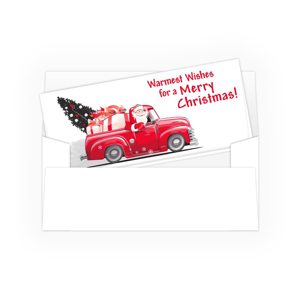  Merry Christmas - Santa in Vintage Truck - 250 inners/250 outers