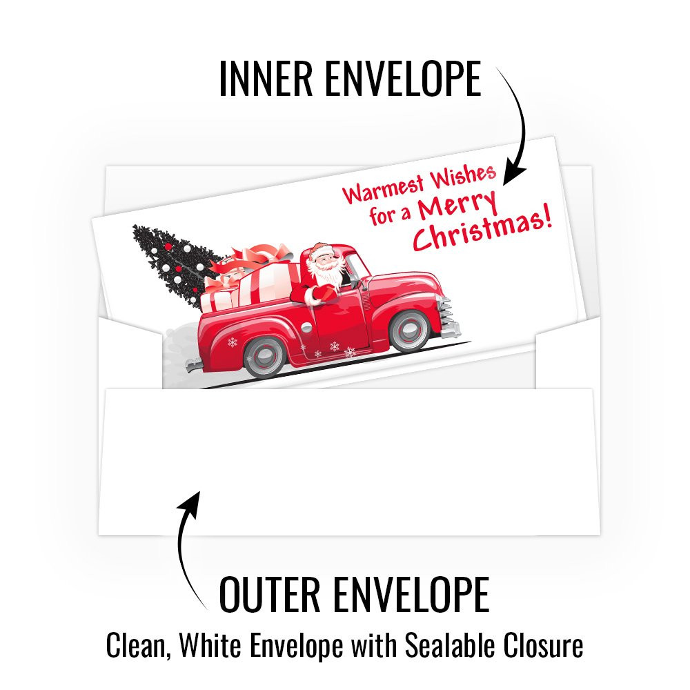  Merry Christmas - Santa in Vintage Truck - 250 inners/250 outers