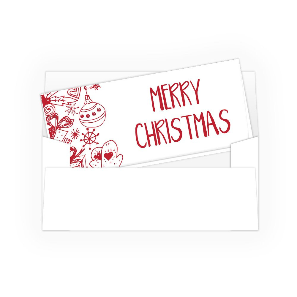 Currency Envelopes - Merry Christmas - Doodle w/ Metallic Ink - 250 inners/250 outers