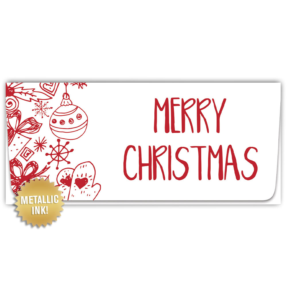 Holiday Currency Envelopes - Merry Christmas - Doodle w/ Metallic Ink
