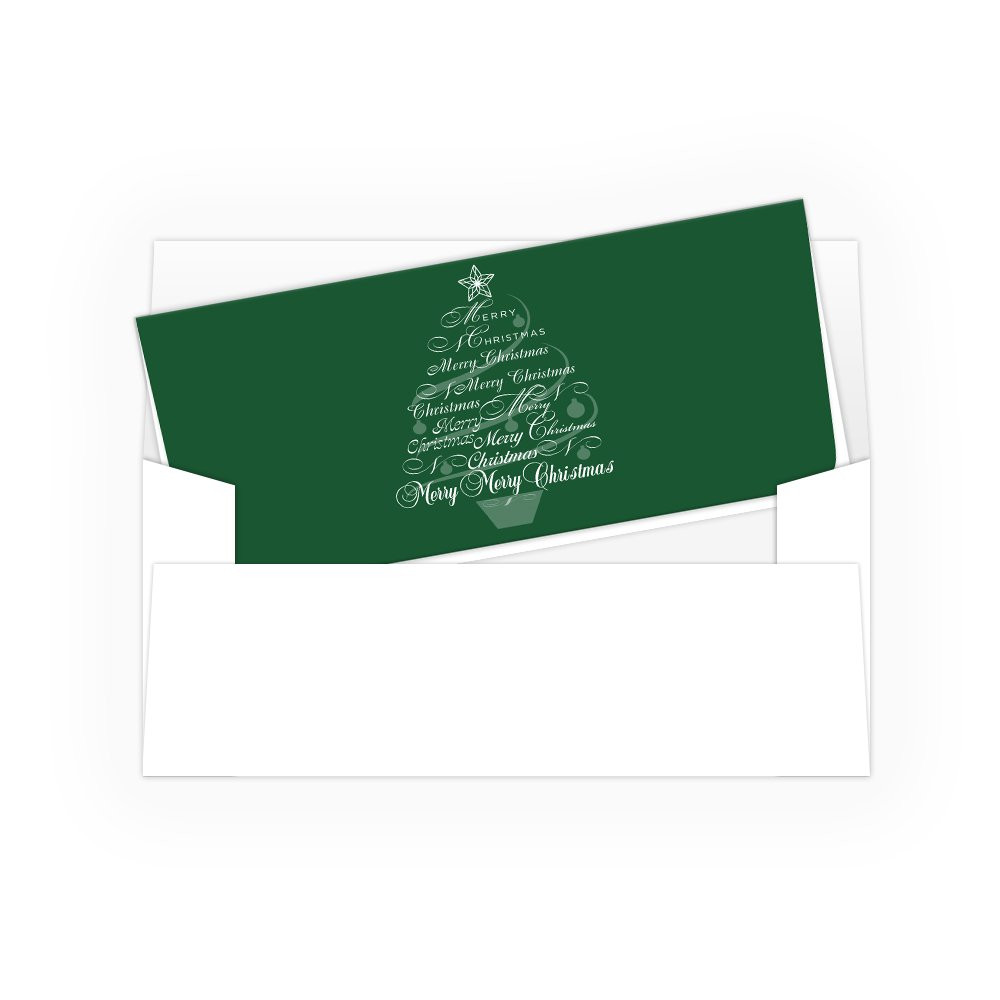 Holiday Currency Envelopes - Merry Christmas Tree - 250 inners/250 outers 
