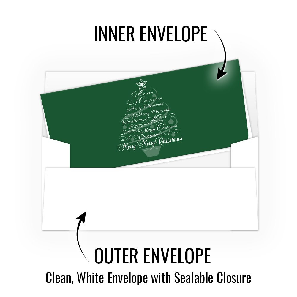 money Envelopes - Merry Christmas Tree - 250 inners/250 outers 
