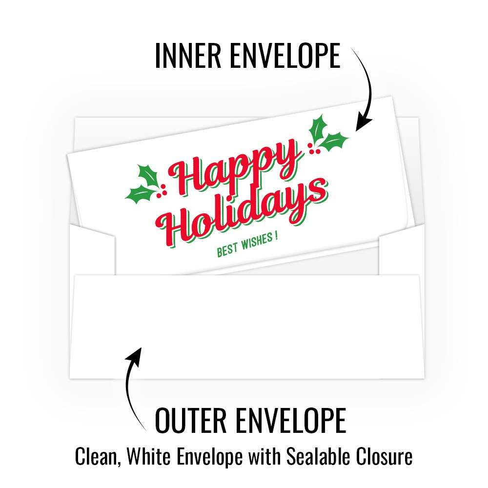 Happy Holidays w/ Metallic Ink - 250 inners/250 outers