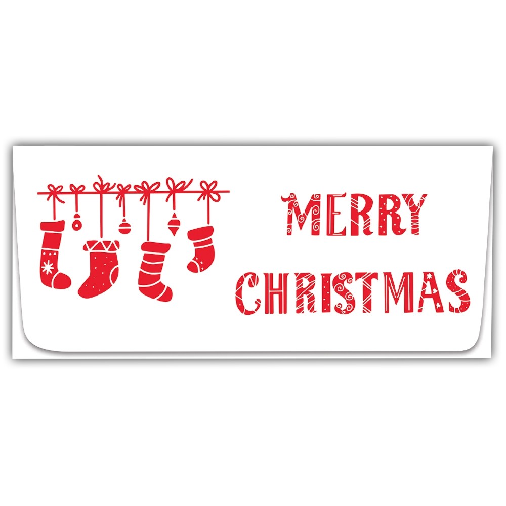 Holiday Currency Envelopes - Merry Christmas - Stockings - 250 inners/250 outers