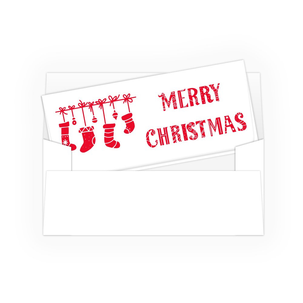 Currency Envelopes - Merry Christmas - Stockings - 250 inners/250 outers