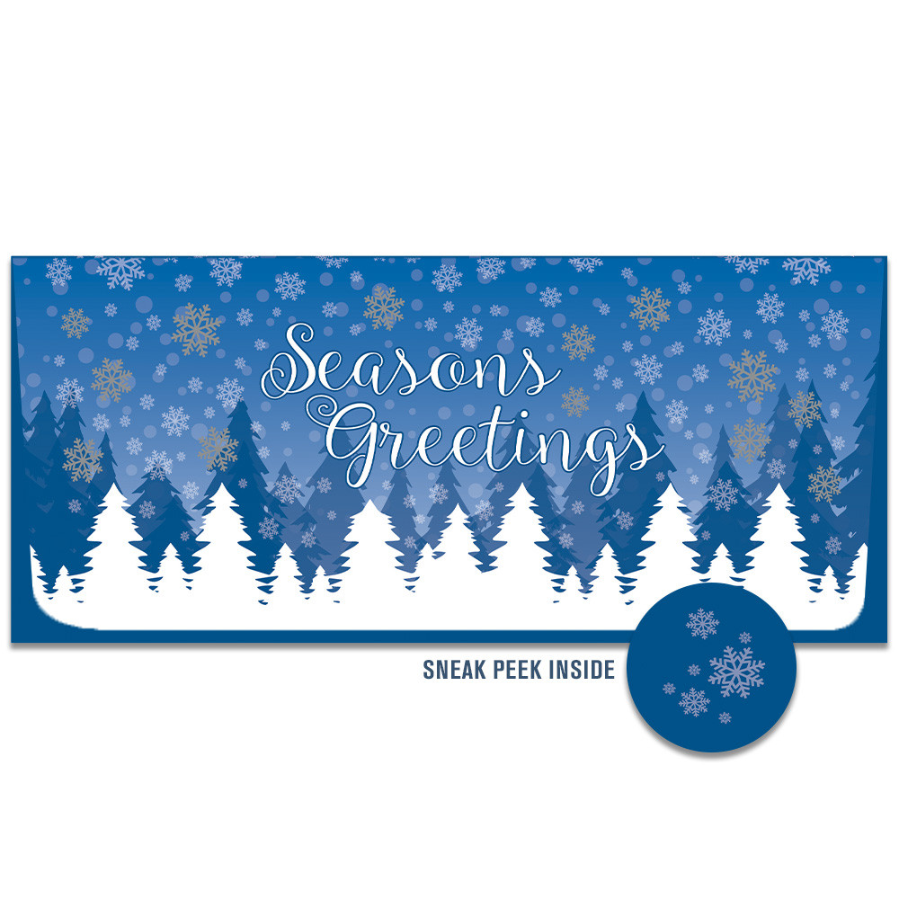 2 Color Holiday Currency Gift Envelope - Seasons Greetings - w/ inside art