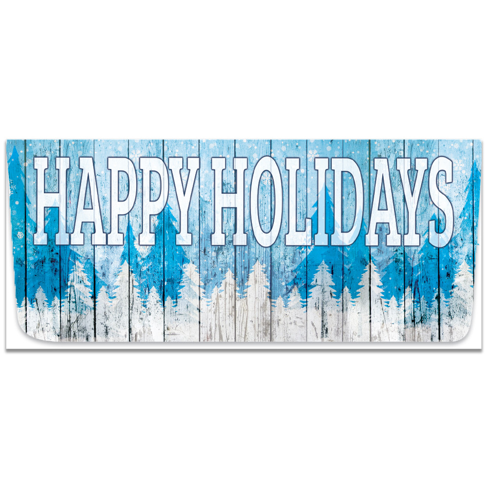 4 Color Holiday Currency Gift Envelope - Happy Holidays - Blue Wood