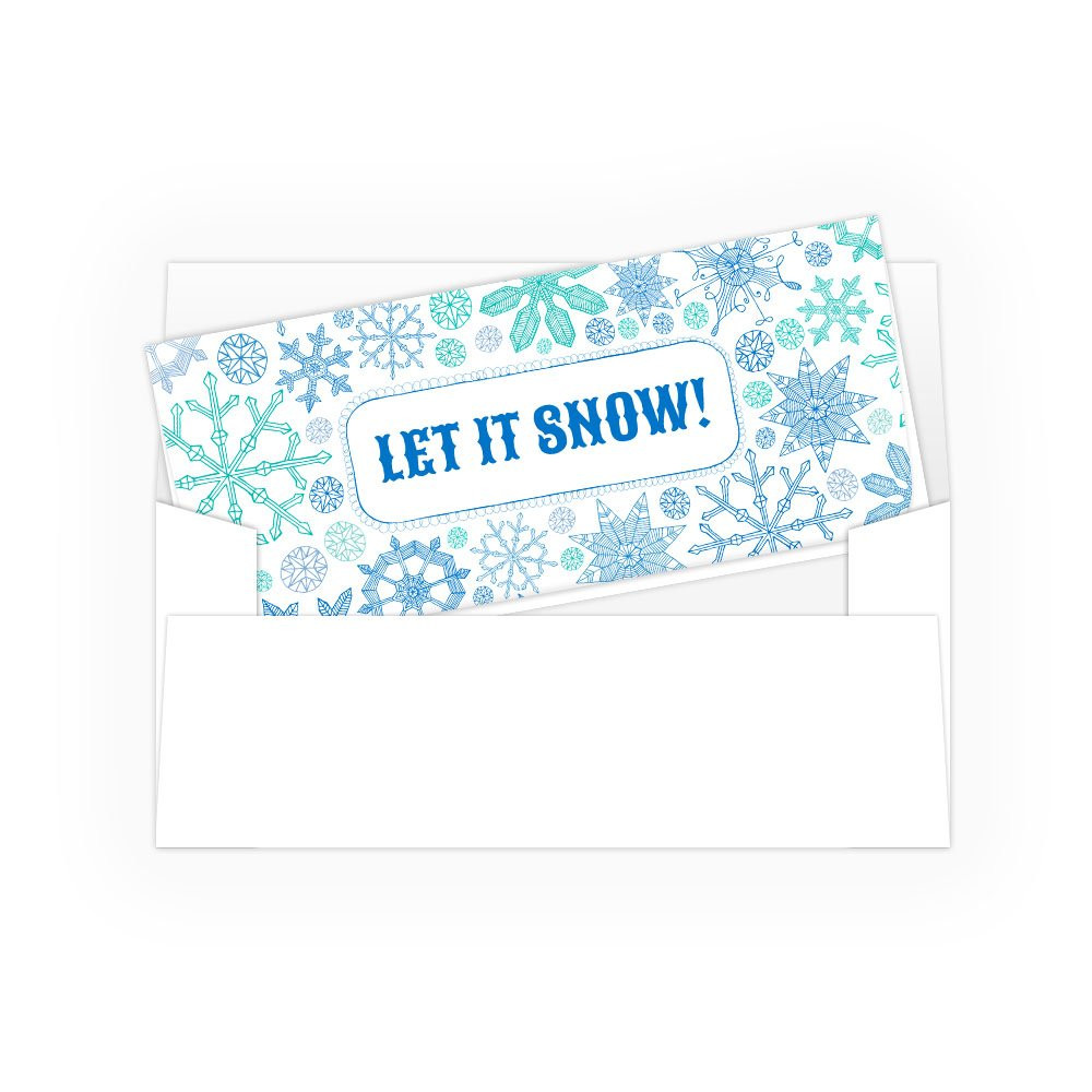 Holiday Currency Envelopes - Let It Snow! - w/ Metallic Ink - 250 inners/250 outers