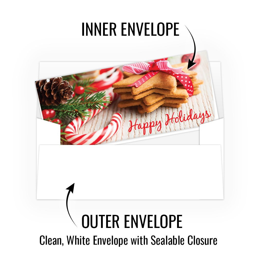 Holiday  Money Gift Envelopes - Happy Holidays - Cookies - 250 inners/250 outers