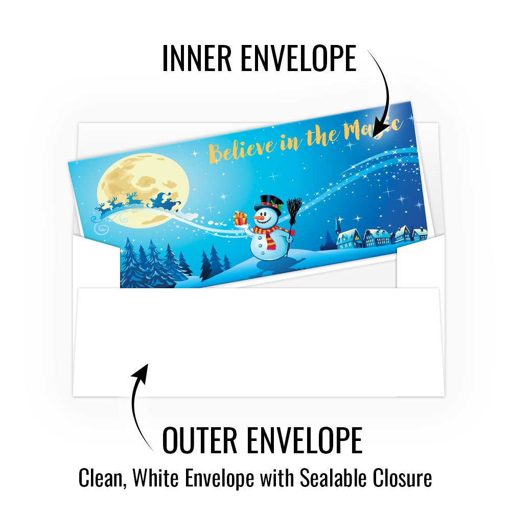 Monetary gift Envelopes - Believe in the Magic - Snowman - 250 inners/250 outers