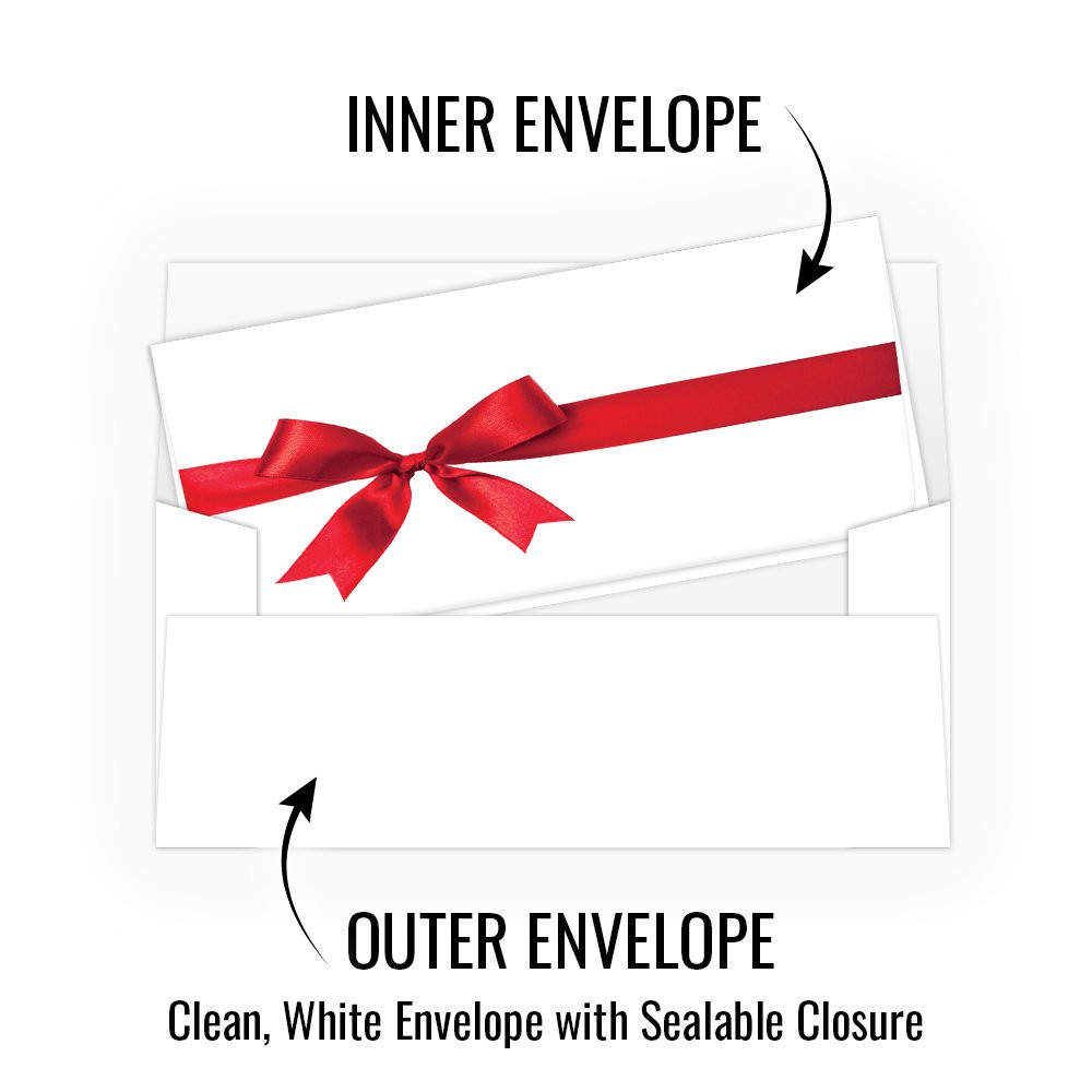 Holiday Currency Envelopes - Red Bow - 250 inners/250 outers