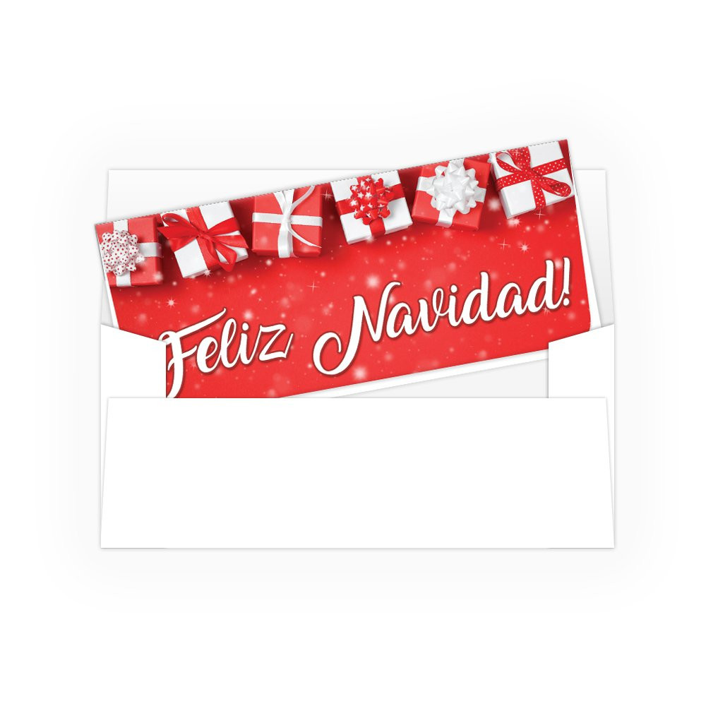 Holiday Currency Gift Envelopes Feliz Navidad Design with Imprint or No Imprint Options - Box of 250