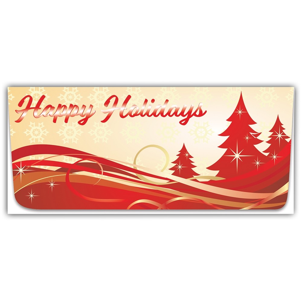 Foil Embossed Gift Envelopes - Happy Holidays - Red Trees - 250 inners/250 outers