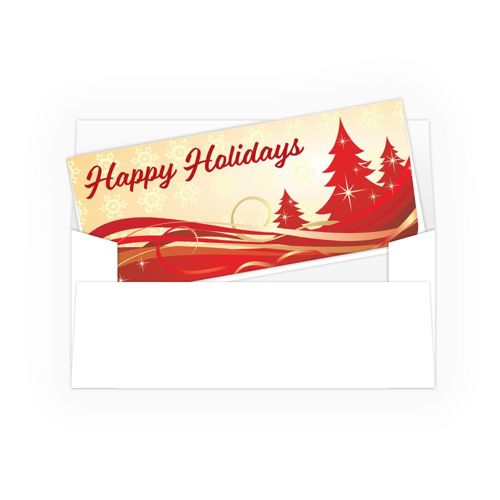 Gift Envelopes - Happy Holidays - Red Trees - 250 inners/250 outers