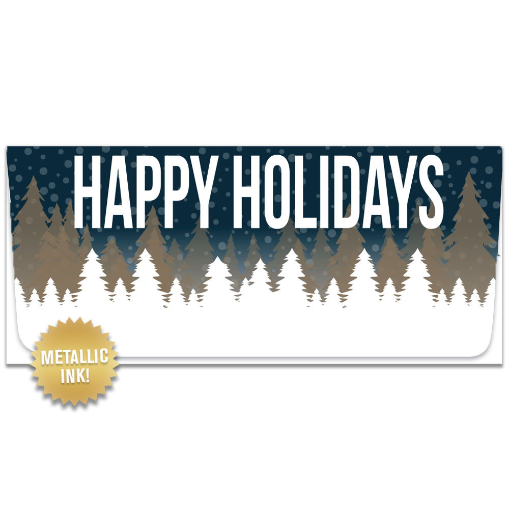 2 Color Holiday Currency Gift Envelope - Happy Holidays w/ Metallic Ink