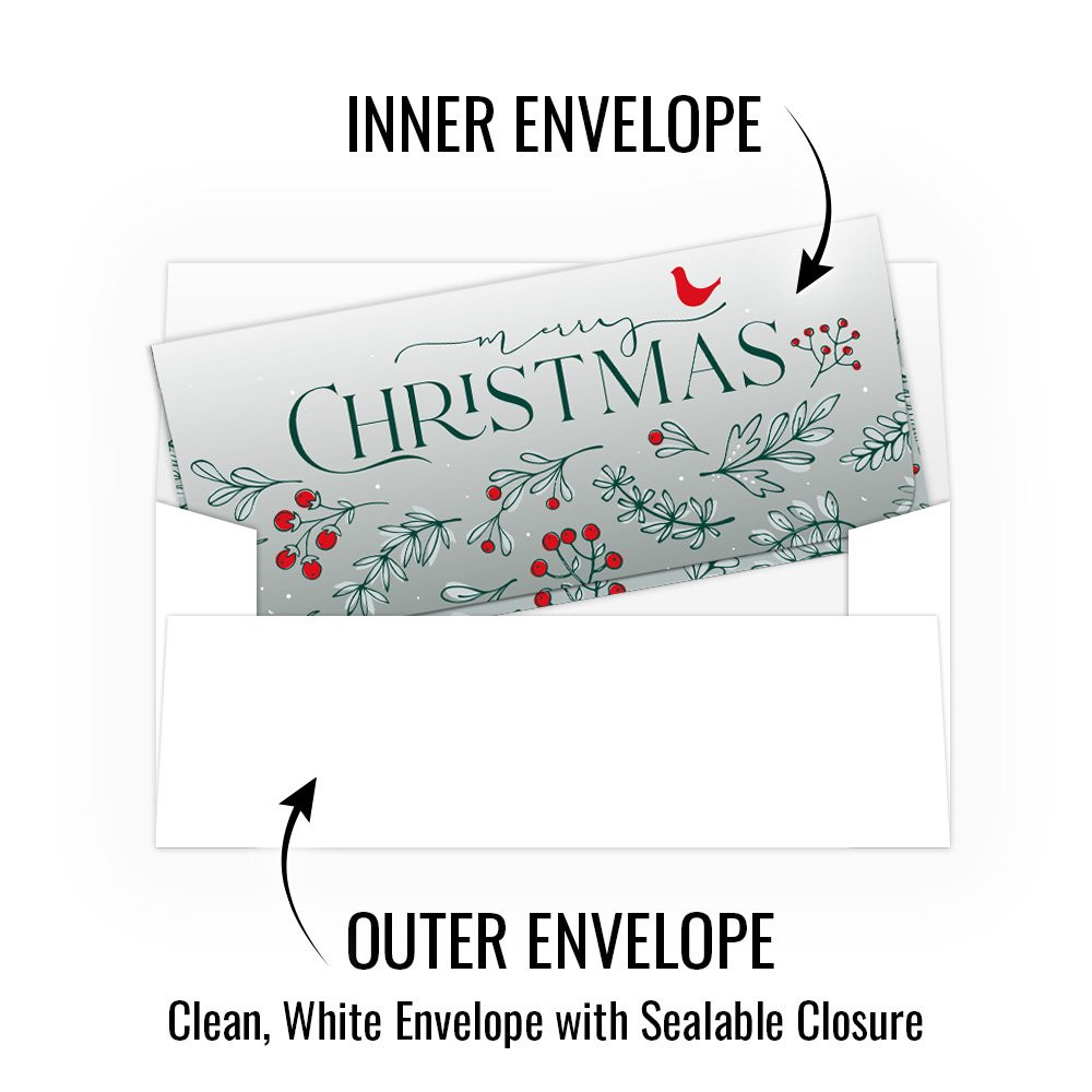 Currency Gift Envelope - Merry Greenery - Ready-to-Ship inner and outer