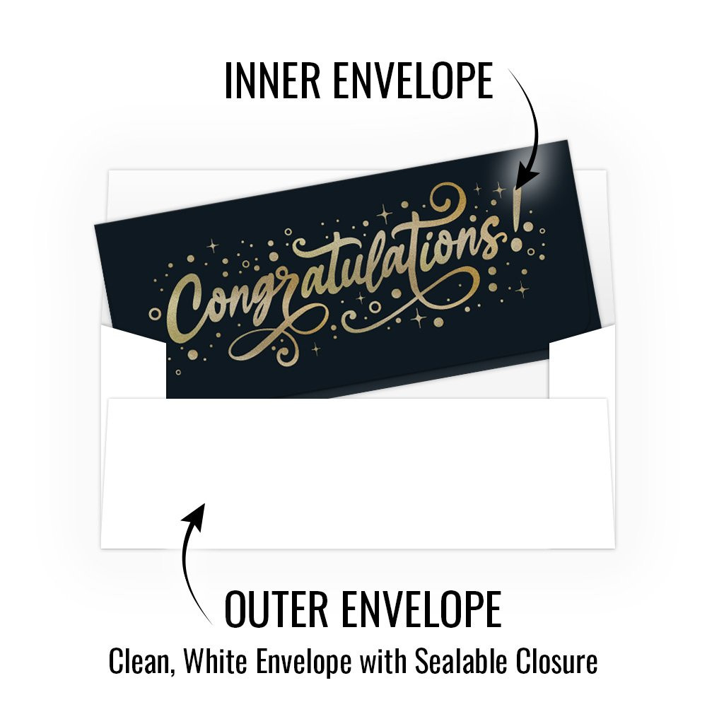 Currency Gift Envelope - Elegant Congratulations - Full Color Design - Ready-to-Ship inner and outer