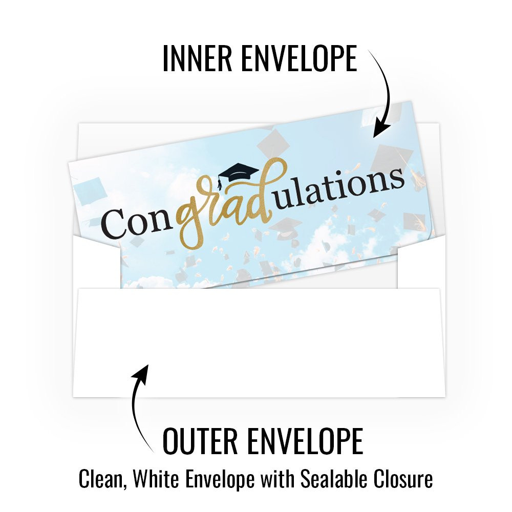 Currency Gift Envelope - Con-grad-ulations - Full Color Design - Ready-to-Ship inner and outer