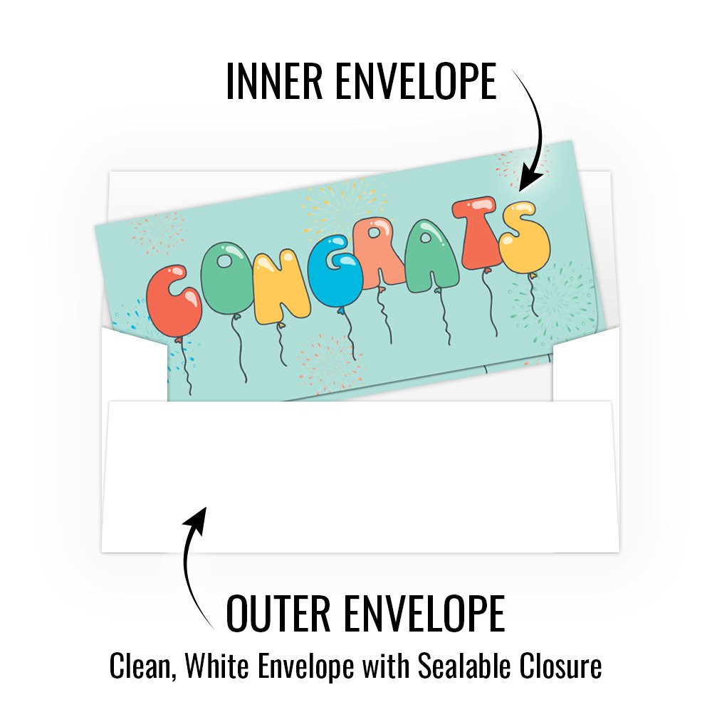 Currency Gift Envelope - Congrats Party - Full Color Design - Ready-to-Ship inner and outer