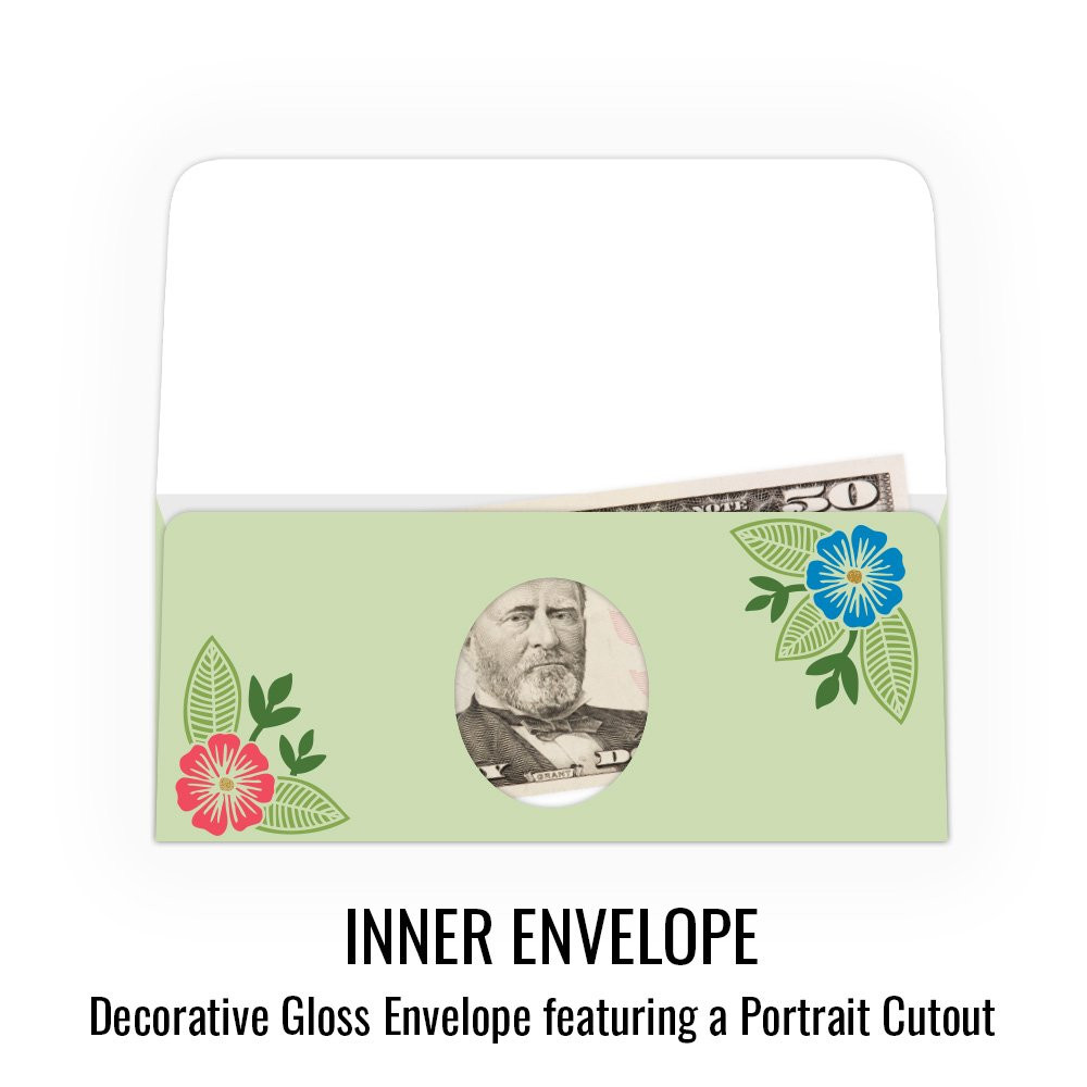 Currency Gift Envelope - Floral All Occasion - Full Color Design - Ready-to-Ship inner