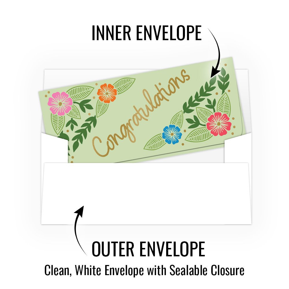 Currency Gift Envelope - Floral All Occasion - Full Color Design - Ready-to-Ship inner and outer