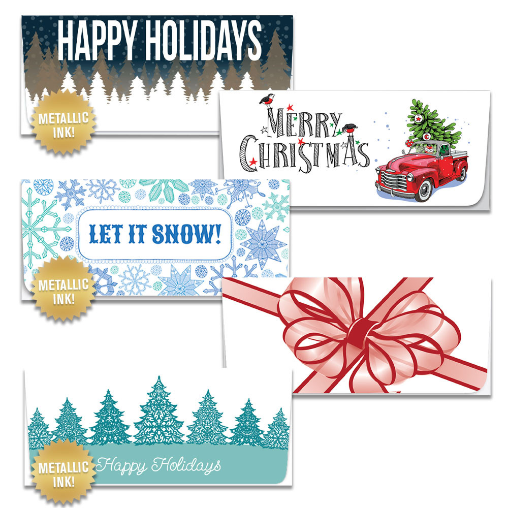Outdoor Themed Holiday Currency Envelope Variety Pack - w/ Metallic Ink