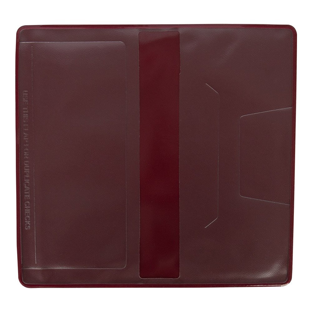 6-1/4in x 3-3/8in Burgundy Standard Vinyl Checkbook Cover Displaying Inside Flap