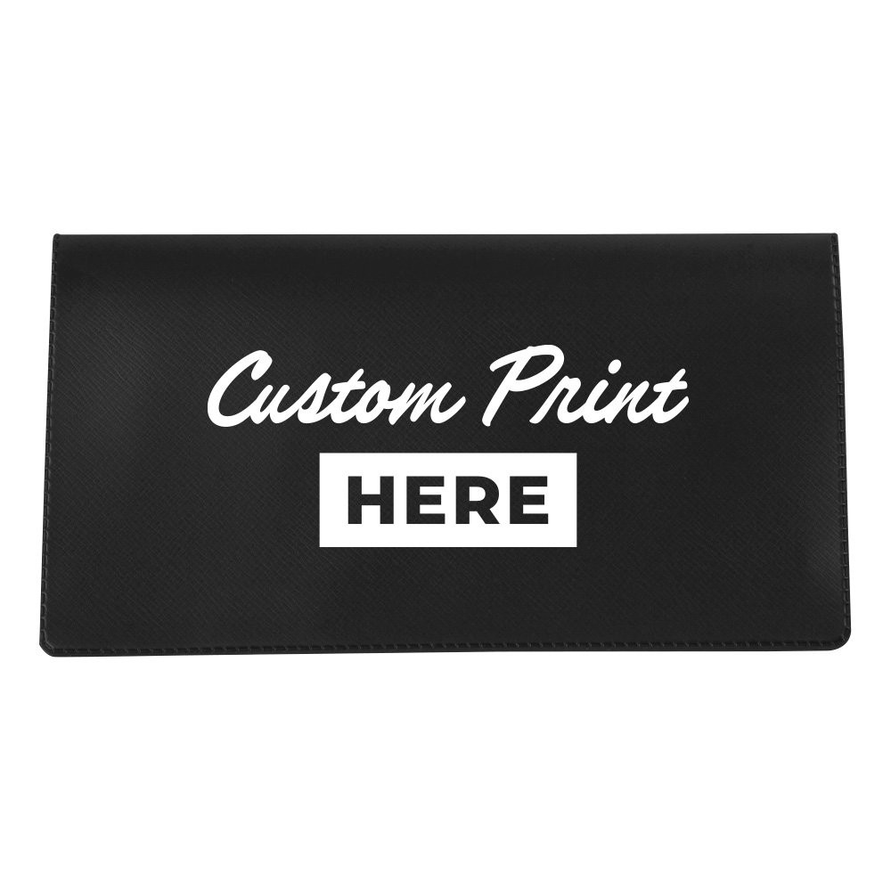 Black Custom 1C Imprinted Vinyl Checkbook Cover