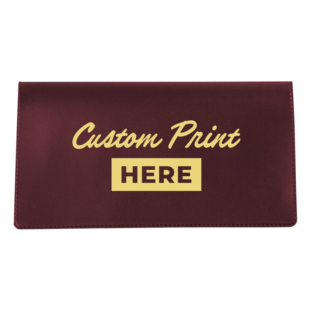 Burgundy Custom 1C Imprinted Vinyl Checkbook Cover