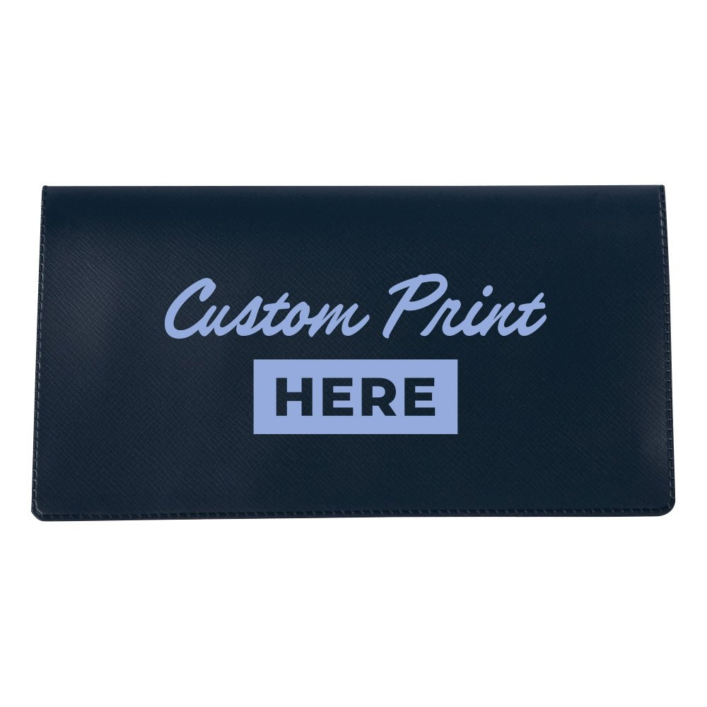 Dark Blue Custom 1C Imprinted Vinyl Checkbook Cover