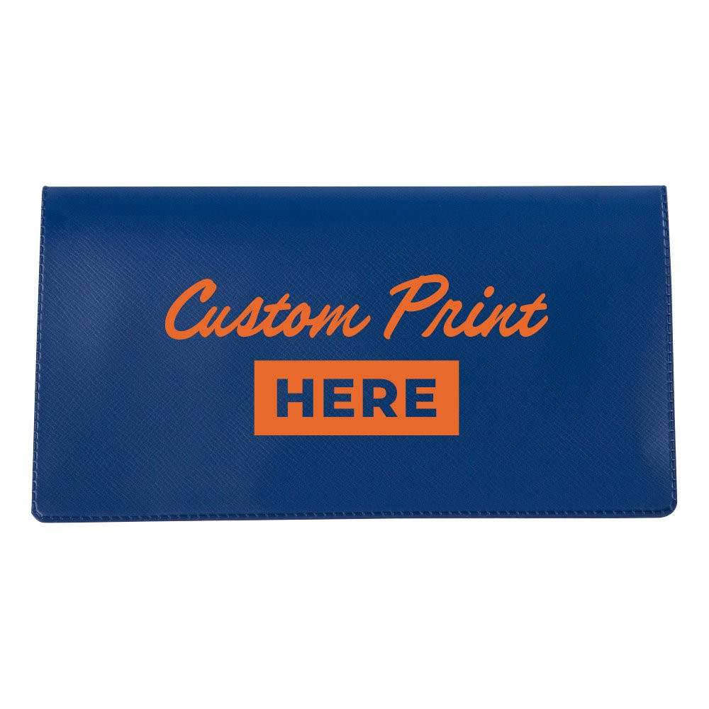 Royal Blue Custom 1C Imprinted Vinyl Checkbook Cover