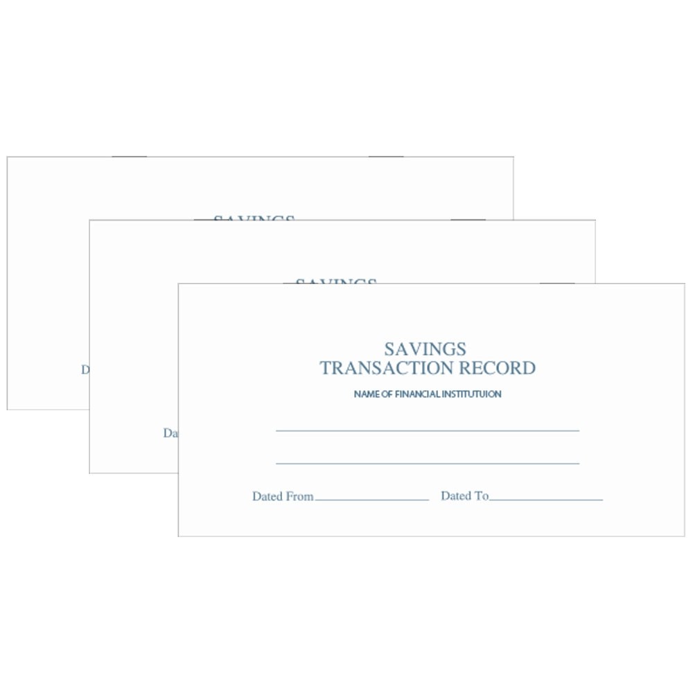 Savings Transactions Record 6 Wx3 H, 9 pages, 25/Pk
