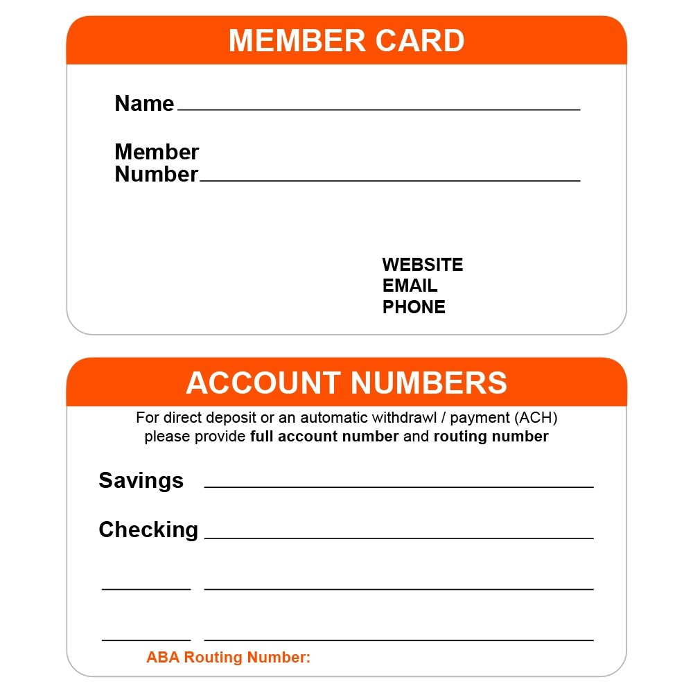 Custom Membership Card - Orange 2 Side - Uncoated 