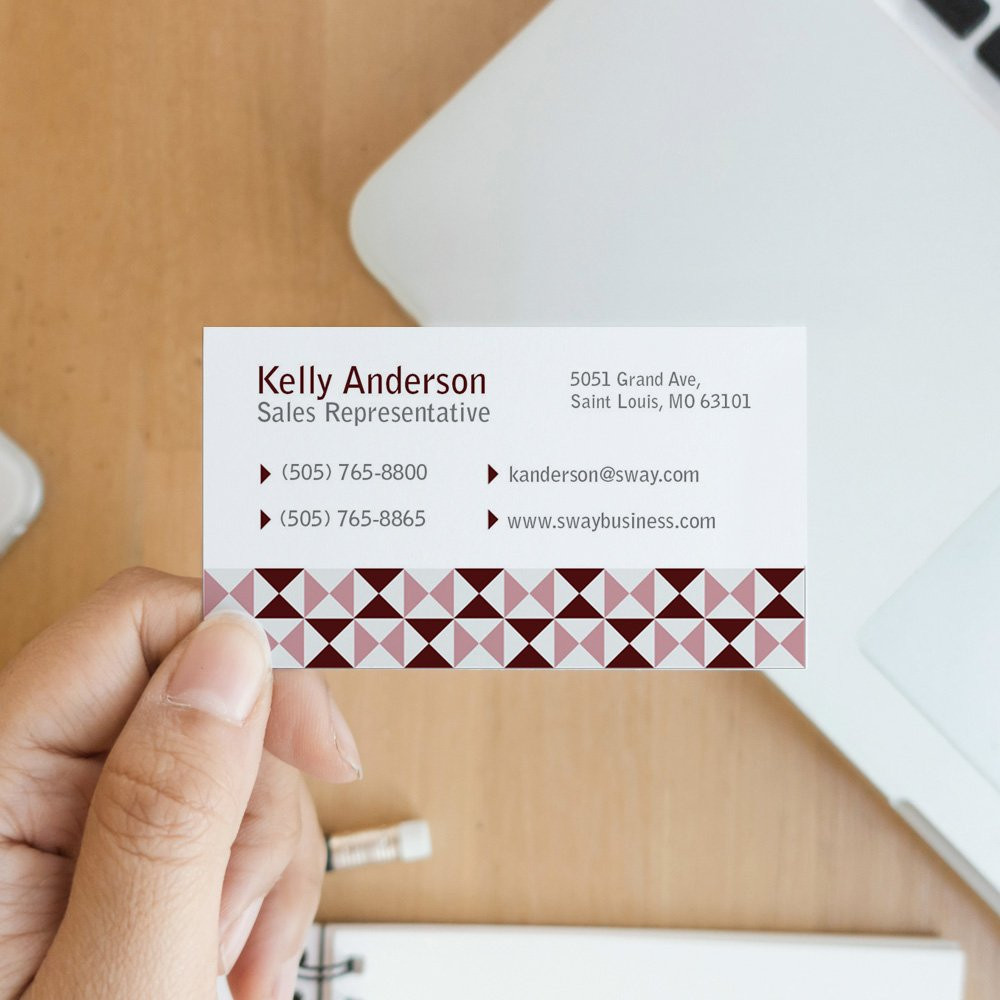 woman holding Burgundy Business Card Full Color - Front Only