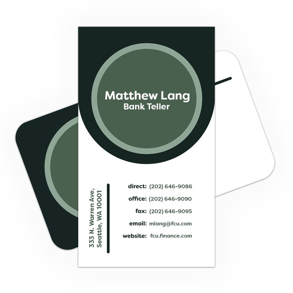 Round and square corner forest green Business Card Full Color - Front Only