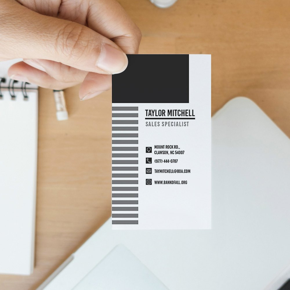 woman holding  gray Business Card Full Color - Front Only